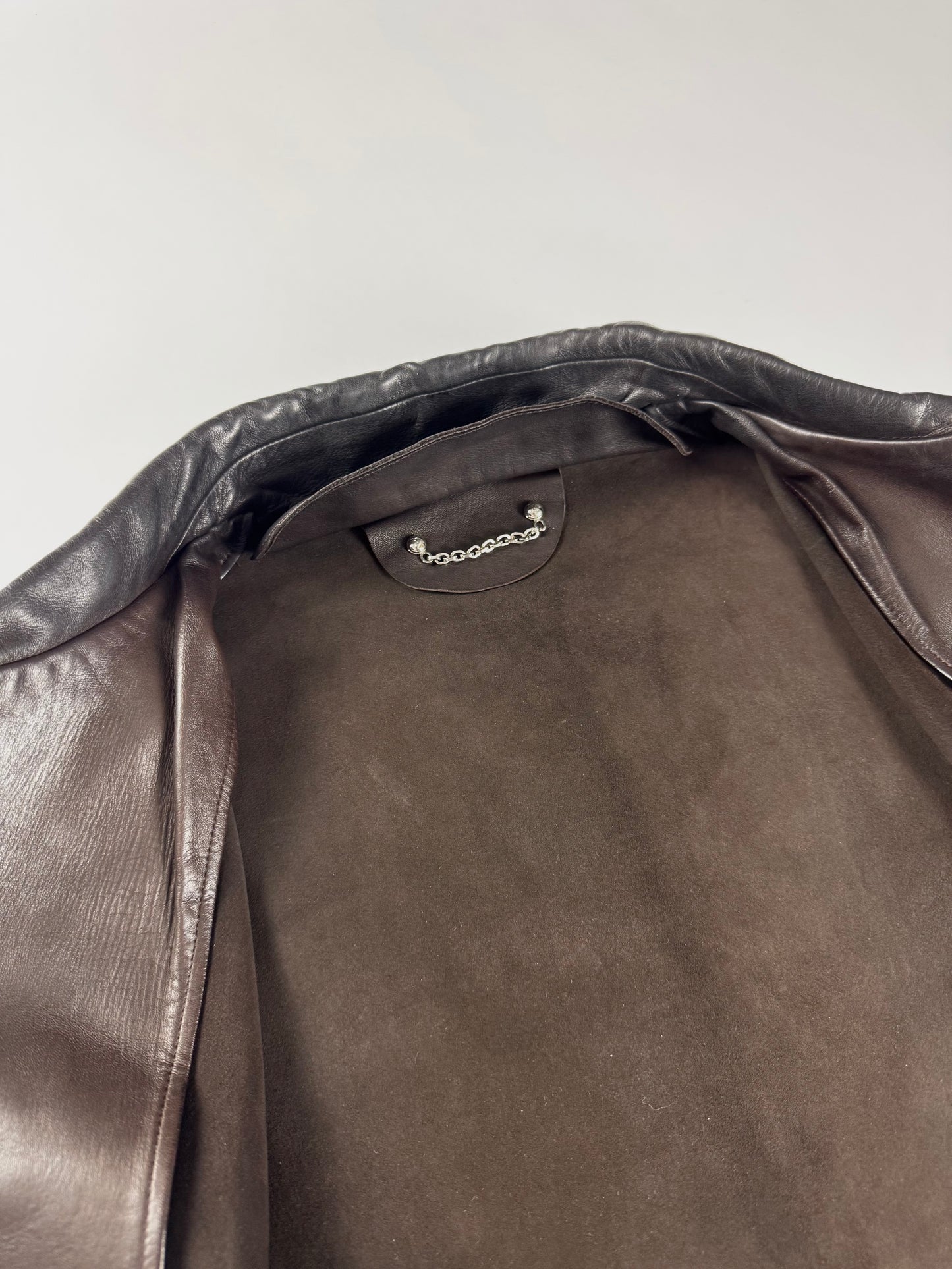 Louis Vuitton Dark Brown Light Leather Trucker Buttoned Jacket 2000s - L