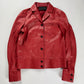 Prada Red Leather Minimalist Buttoned Jacket FW 2000 - XS
