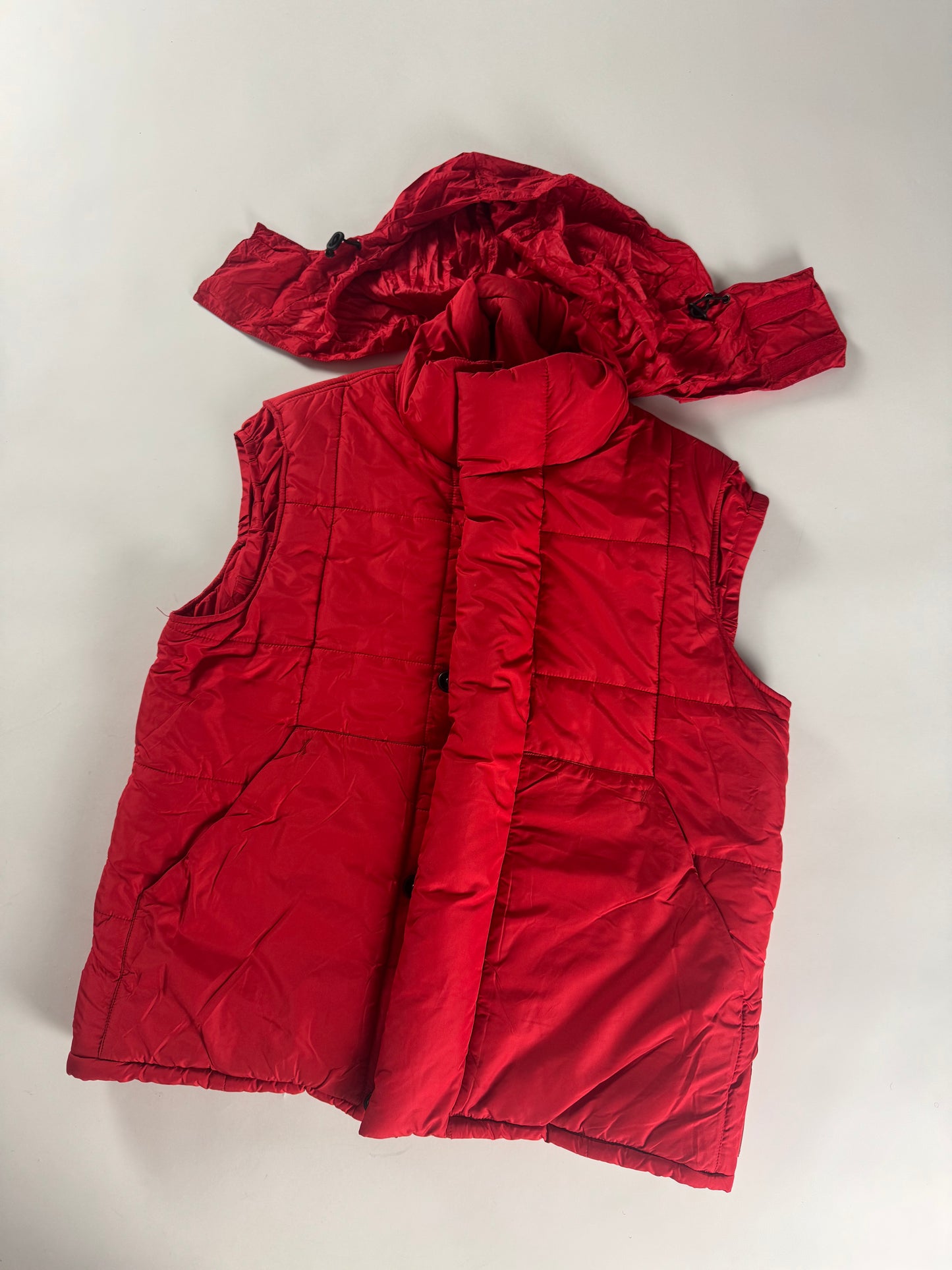 Prada Red Padded Removable Hood Vest 2000s - L