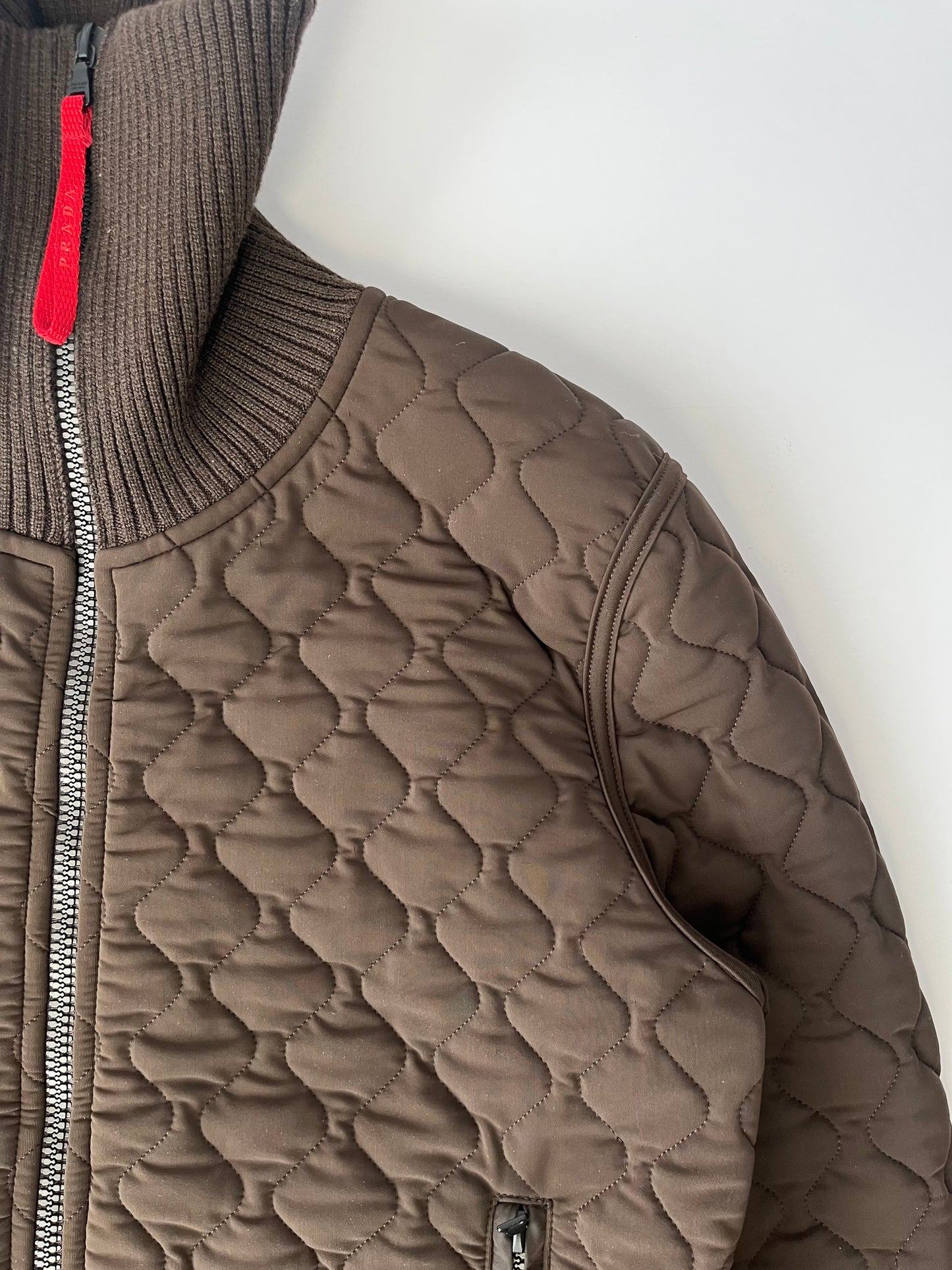 Prada Sport Brown Quilted Zipper Jacket FW 2001 - L