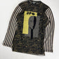 Jean Paul Gaultier Face Graphic Stripe Sleeves Mesh Top SS 2001 - M