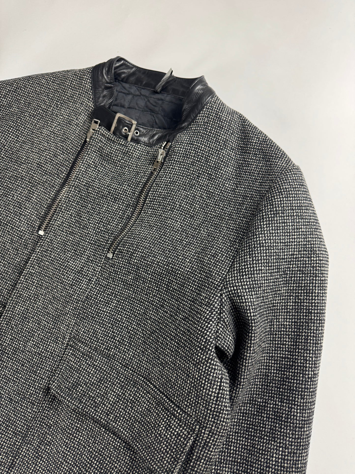 Dior Homme Wool Navigate Leather Belted Collar Bomber Jacket FW 2007 - L