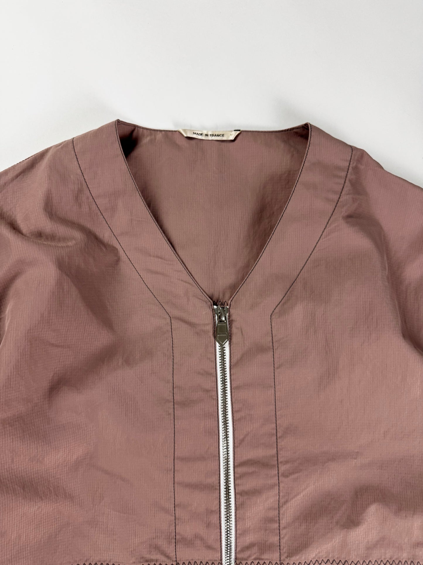 Hermès Sample Pink Lightweight V Neck Blouson Exposed Stitching SS 2022 - M