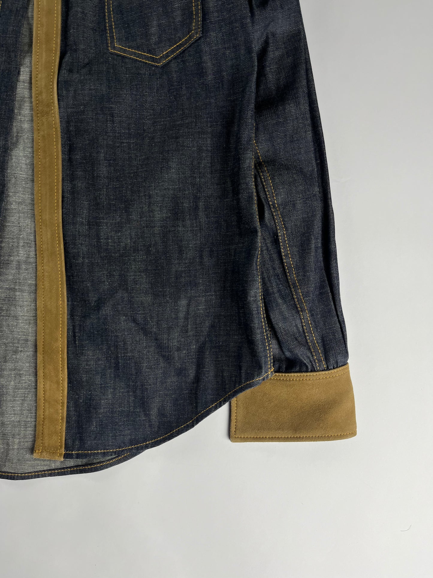 Saint Laurent Sample Denim Rodeo Suede Shirt SS 2014 - S