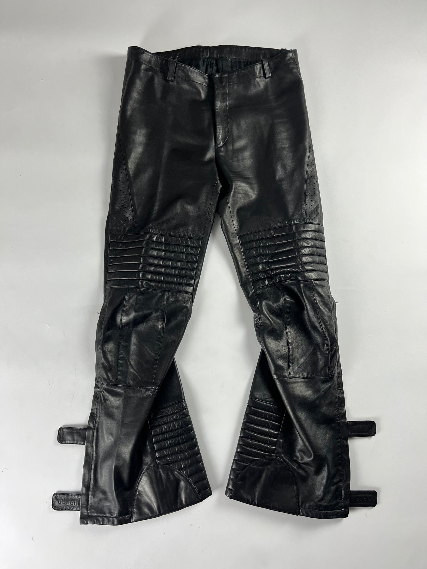 Gucci Tom Ford Leather Zip Flare Moto Pants FW 2000 - M