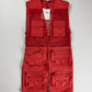 Kenzo Red Cotton Multi Pocket Utility Cargo Mesh Panel Zip Front Dress - S