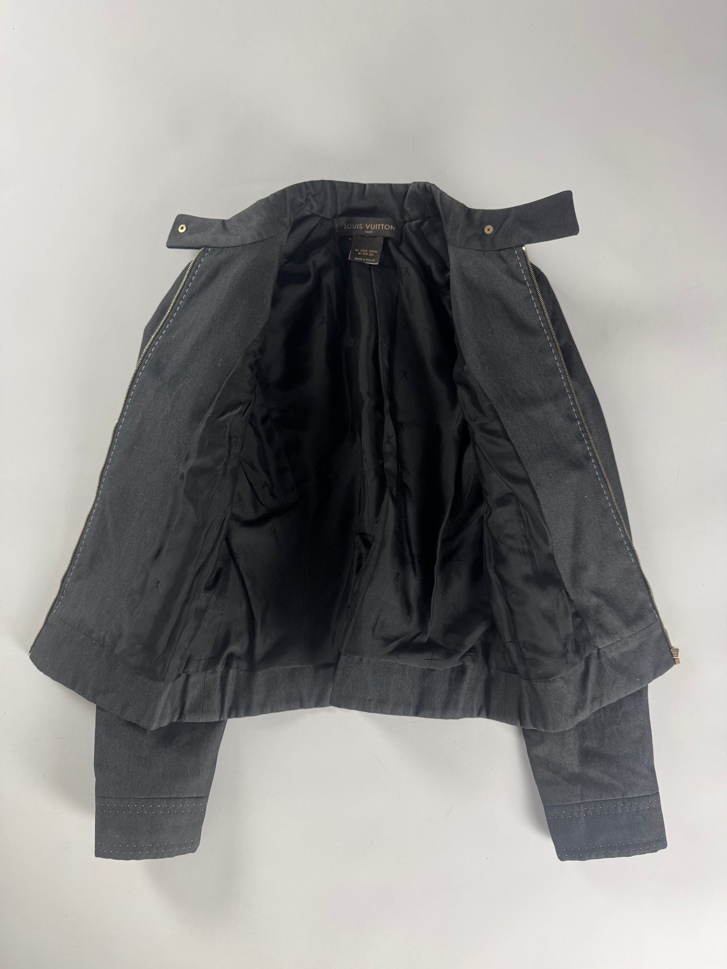 Louis Vuitton Dark Grey Cotton Stitch Details Rider Jacket 2000s - XS