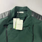Pierre Balmain Leather Padded Shoulder Double Side Zip Green Biker Jacket - M