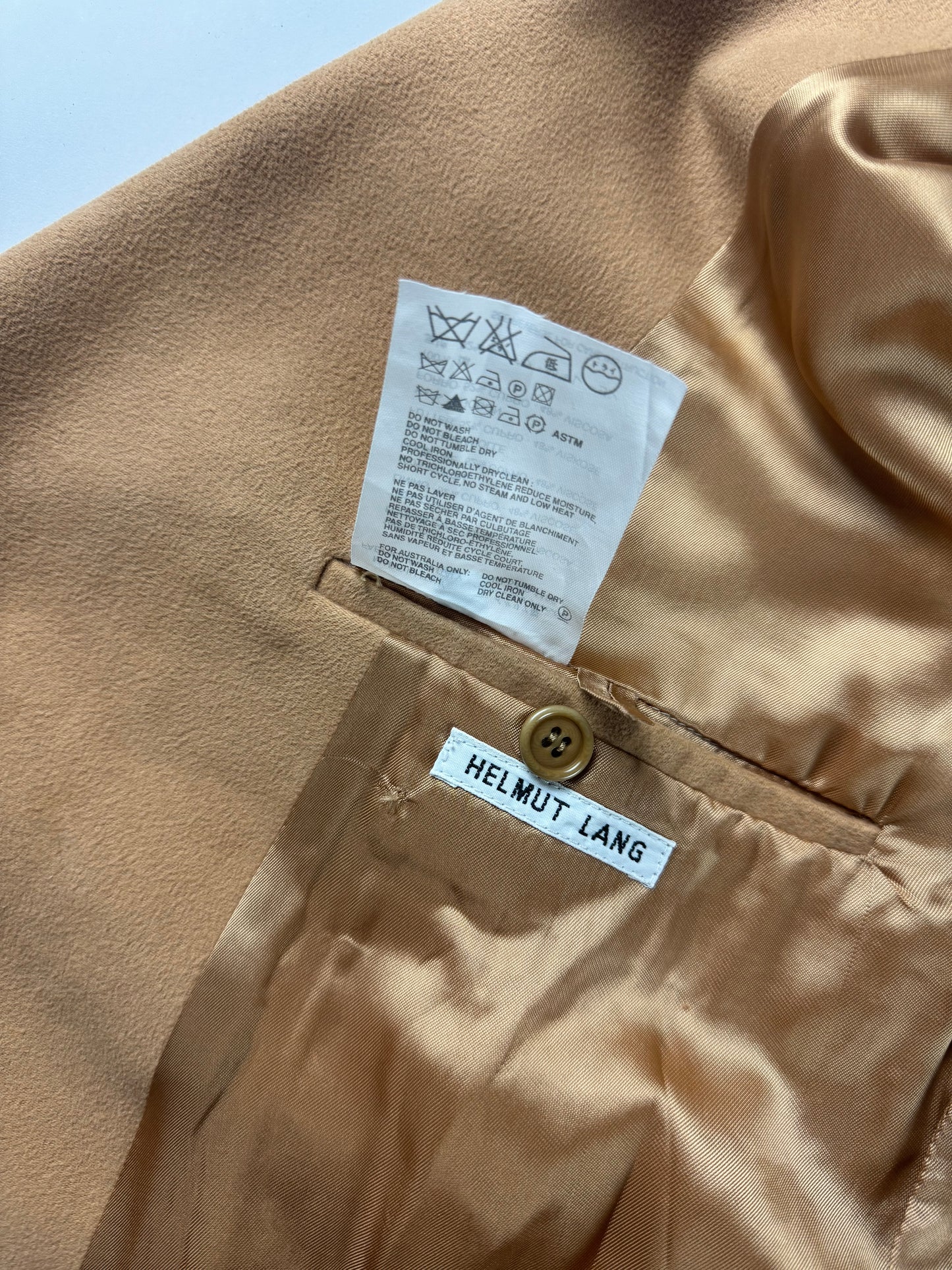 Helmut Lang Camel Double Breasted Coat FW 2001 - S