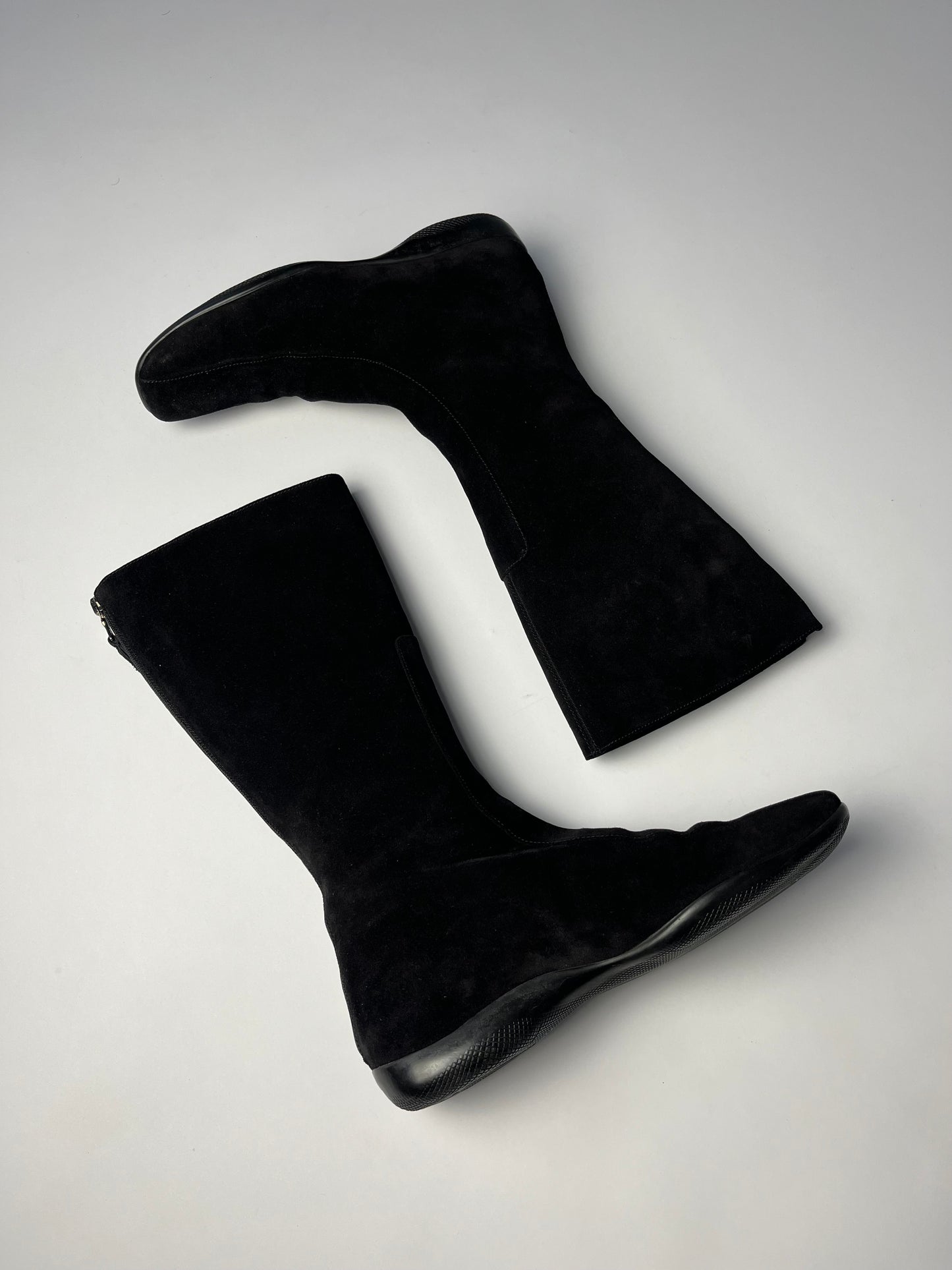 Prada Linea Rossa Black Suede Boots FW 1998 - 38 IT/39 EU