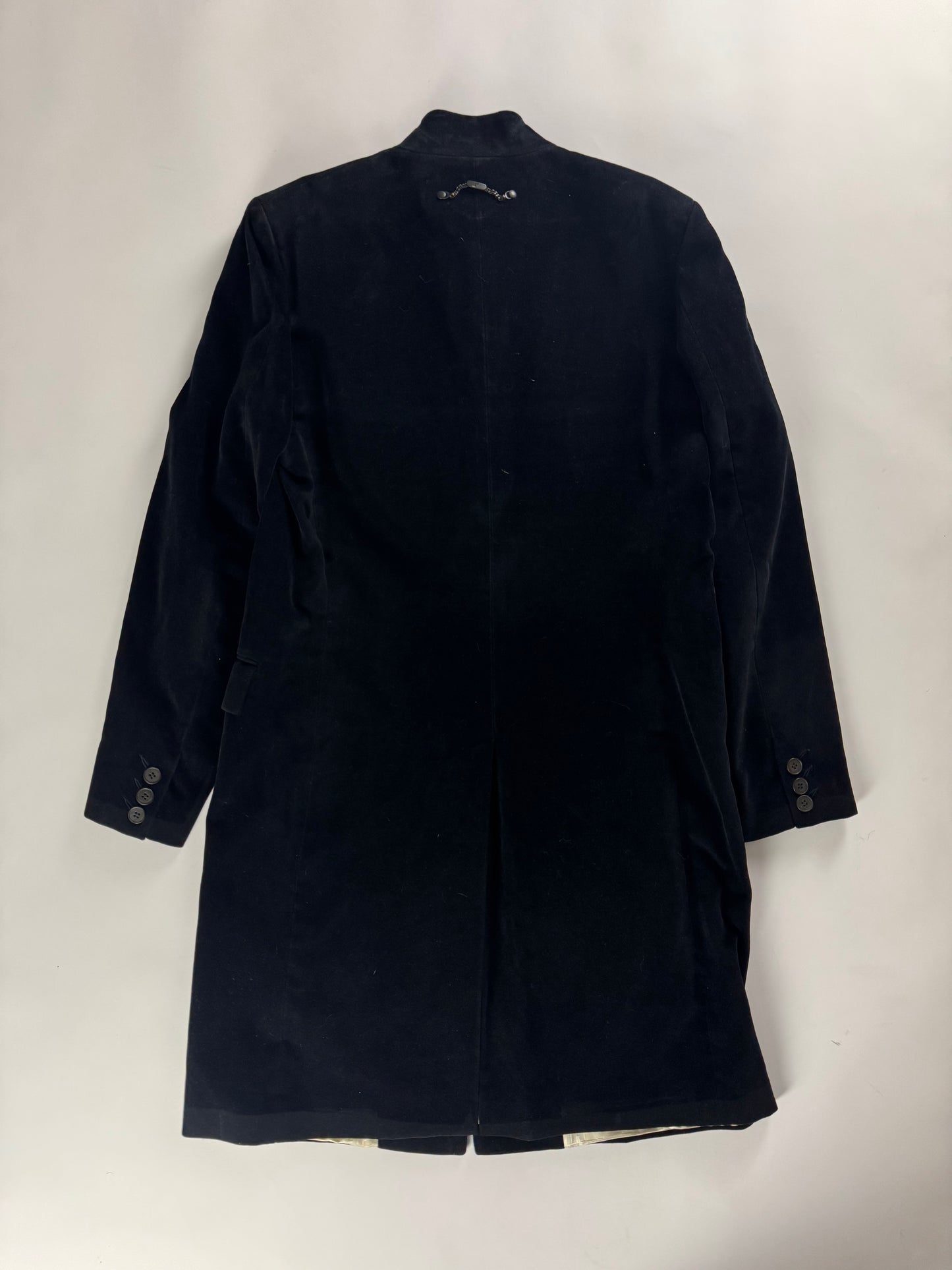 Jean Paul Gaultier Puissance Two Minimalist Dark Velvet Mandarin Collar Coat 2000s - M