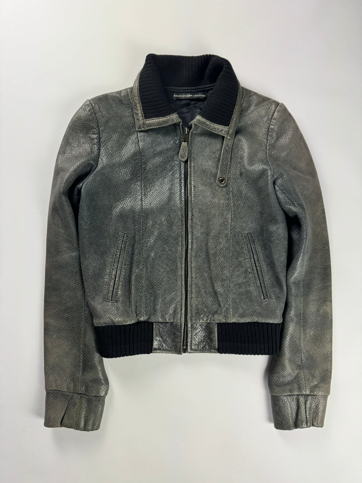 Balenciaga Nicolas Ghesquière Perforated Leather Bomber Jacket Pre Fall 2010 - XS