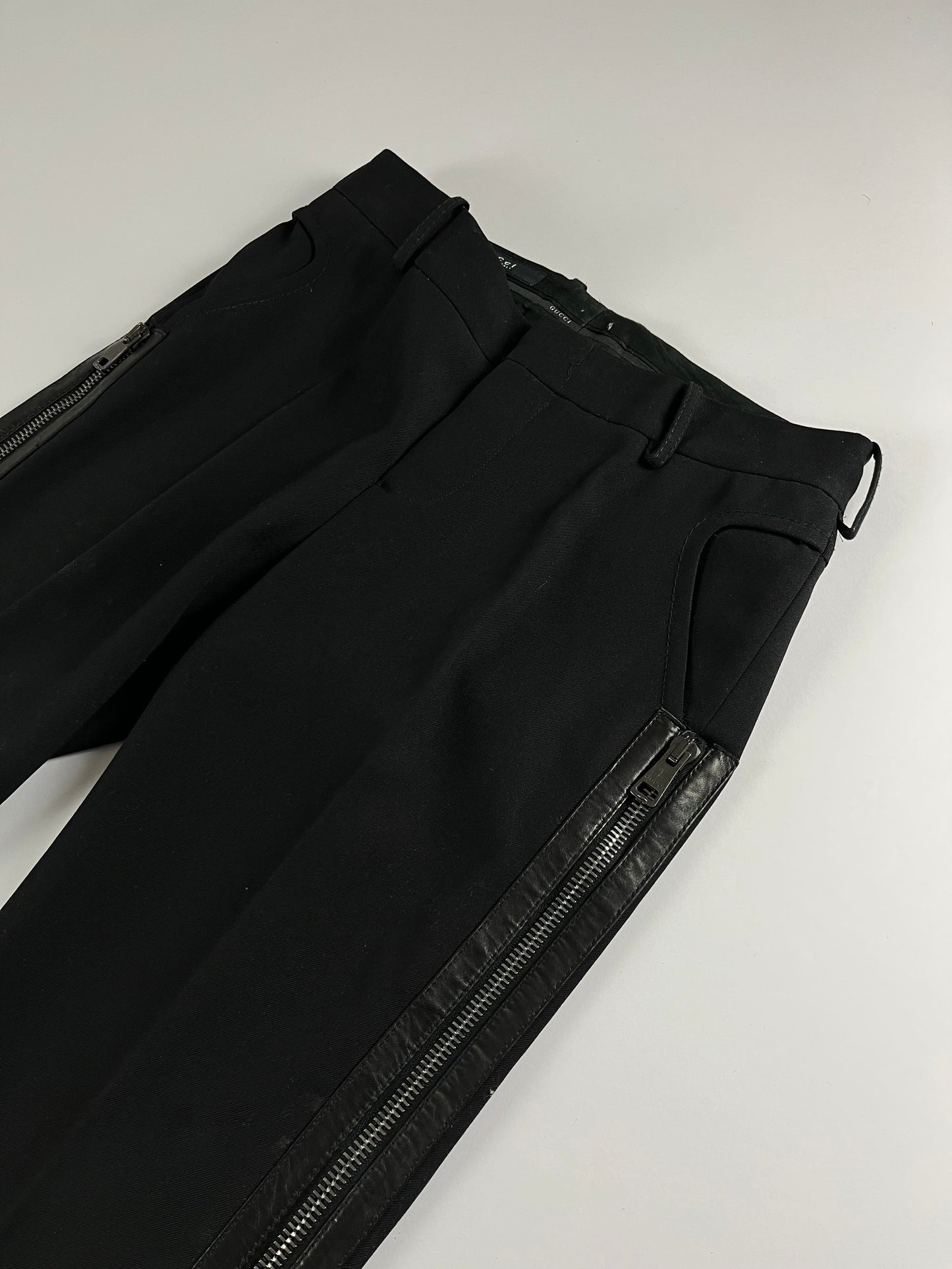 Gucci Leather Trimmed Zipper Pants FW 2001 - S