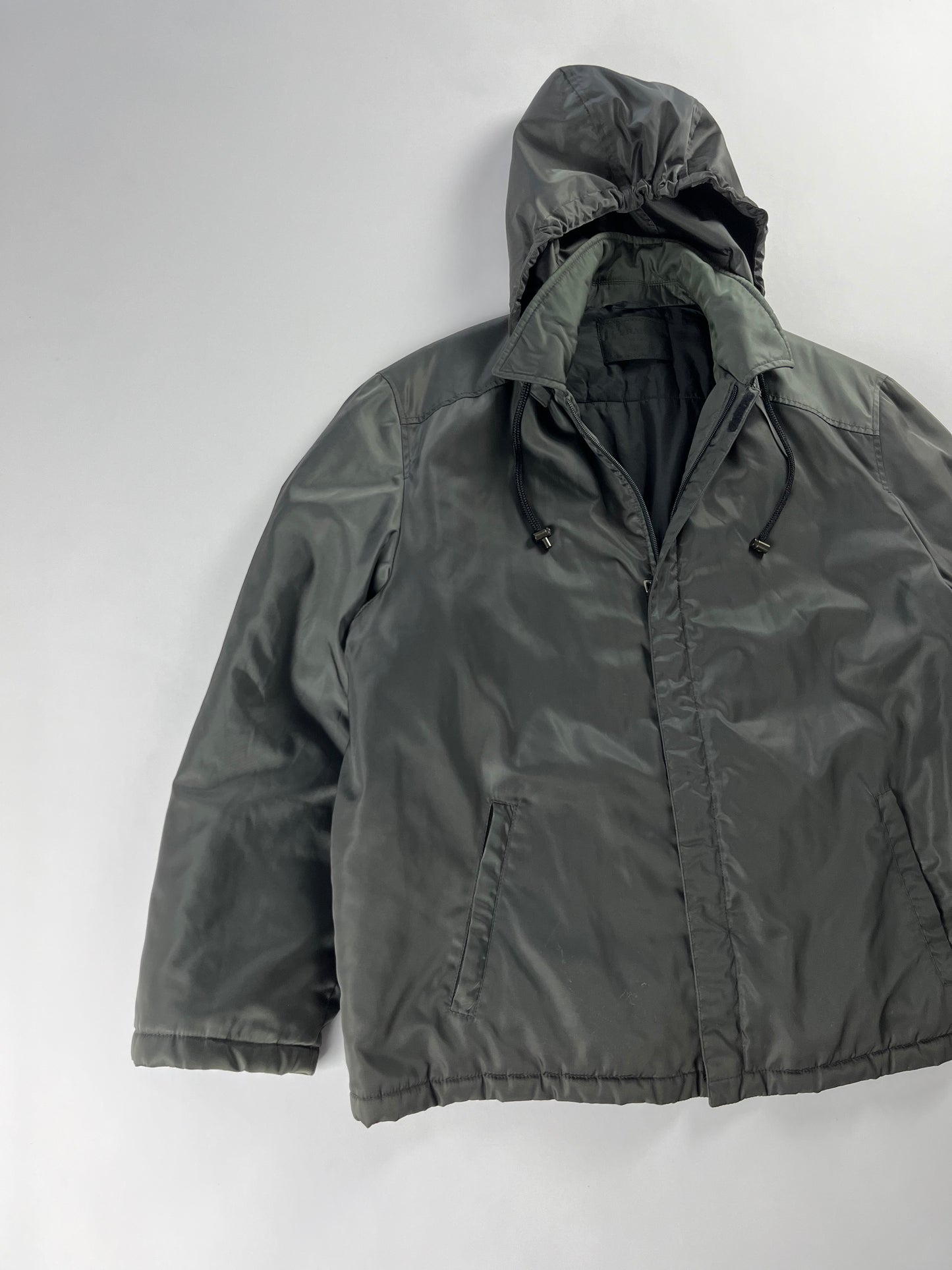 Prada khaki Convertible Hood Strapped Nylon Jacket FW 1998 - L