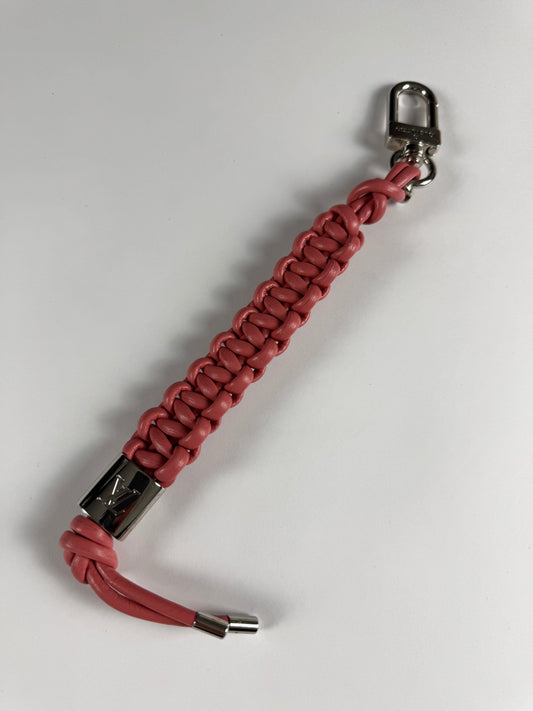 Louis Vuitton Kim Jones Braided Leather Key Holder Strap Pink Rose Silver Hardware 2010s - OS
