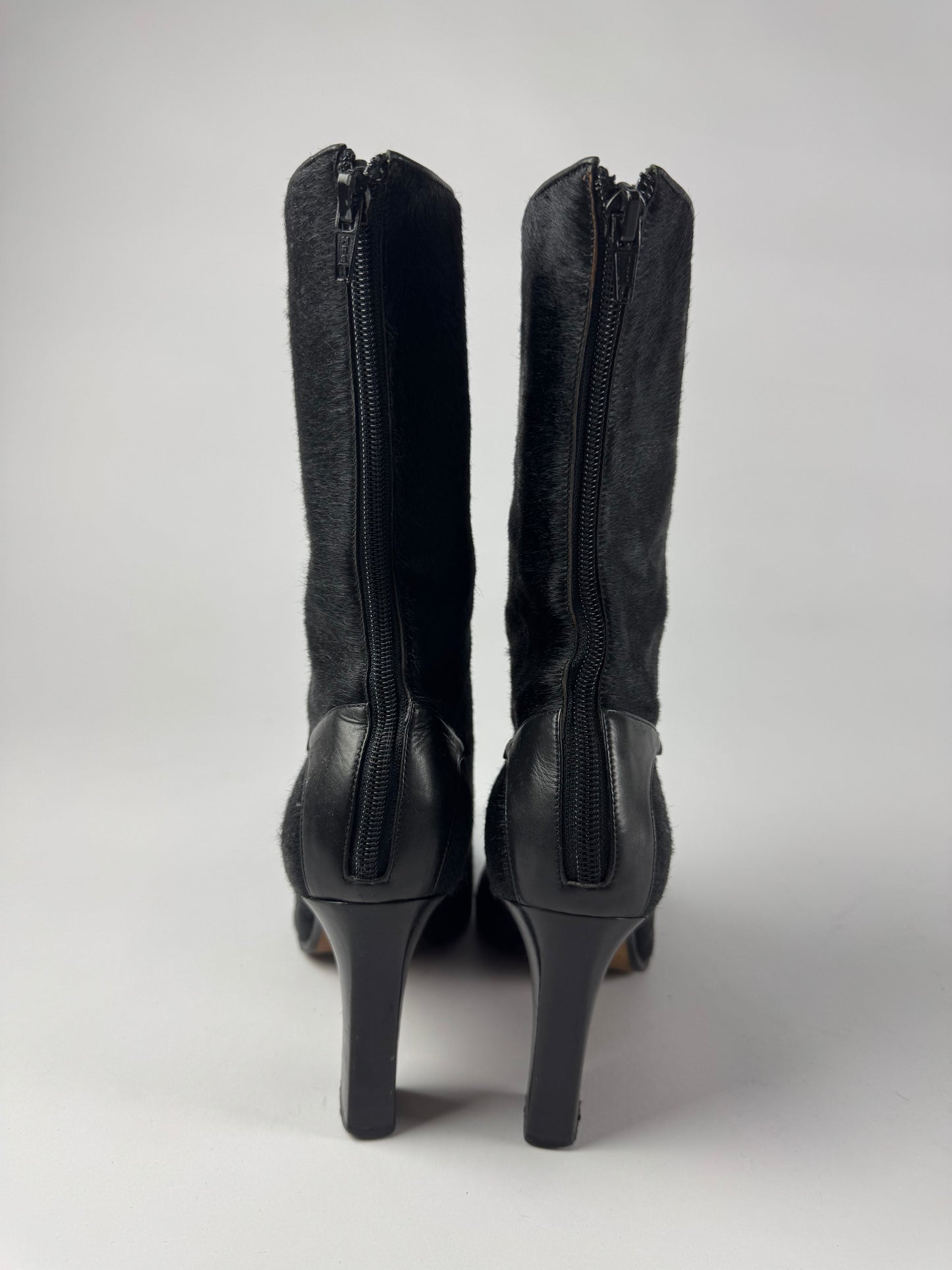 Celine Black Pony Hair Heel Ankle Boots 2000s - 38,5 EU