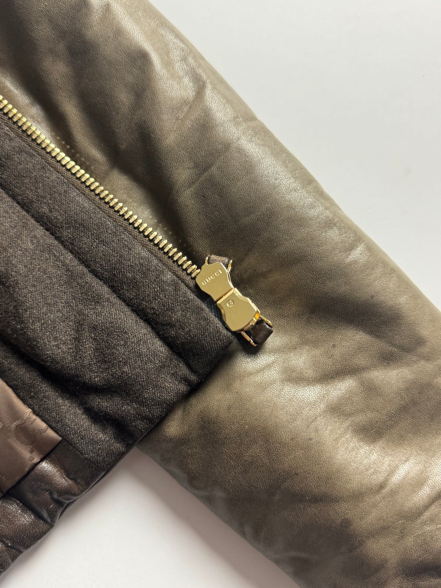 Gucci Bronze Brown Leather Zip Up Jacket 2000s - S