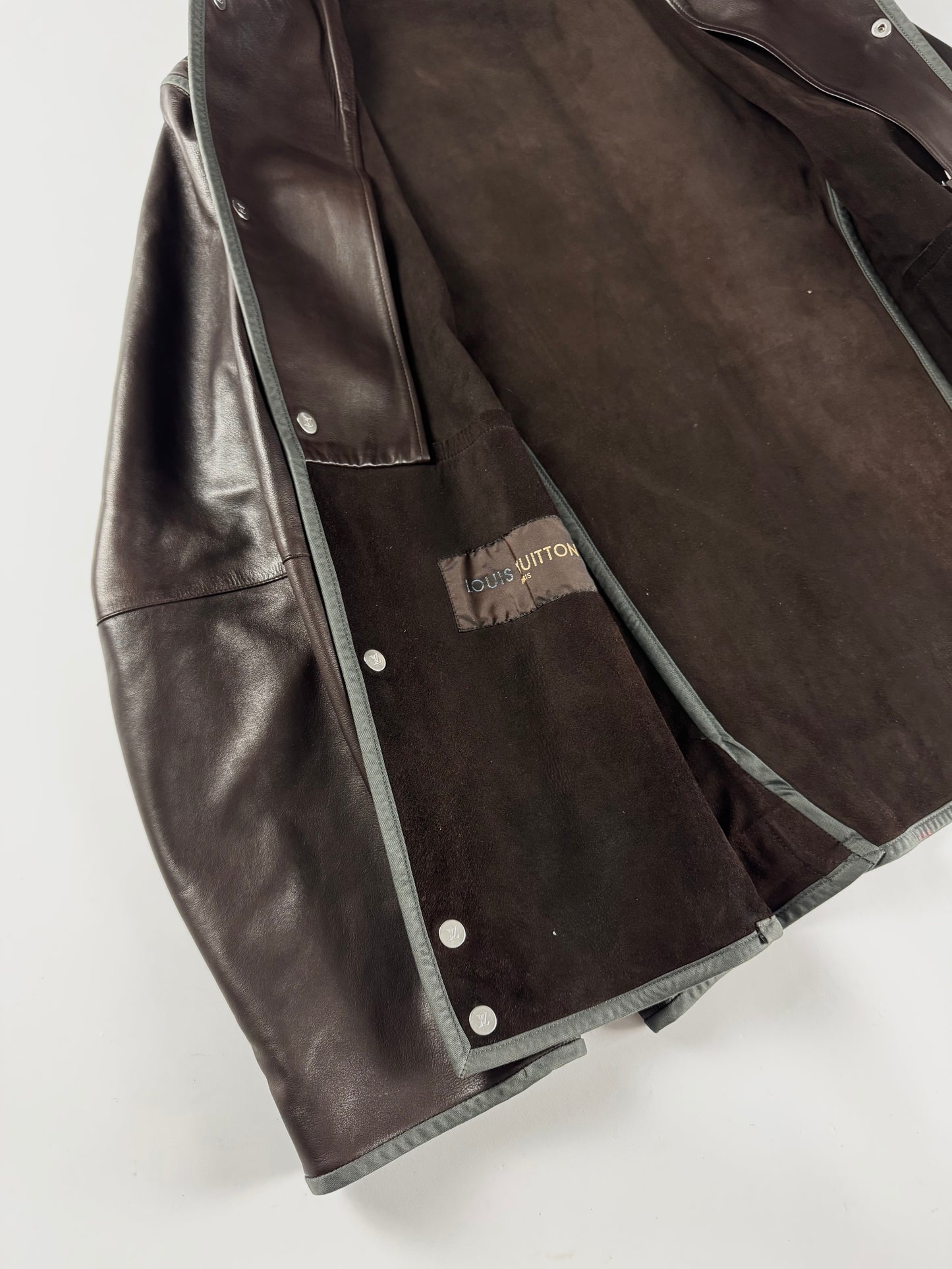 Louis Vuitton Dark Brown Light Leather Trucker Buttoned Jacket 2000s - L