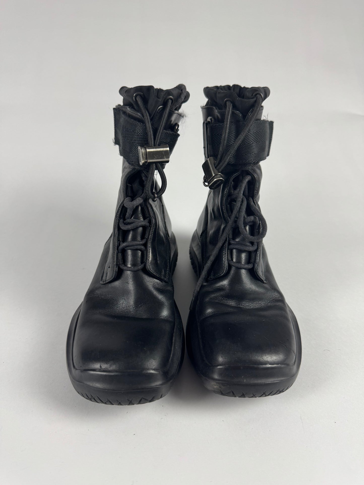 Prada Strapped Black Leather High Velcro Boots FW 1999 - 36,5 IT/37,5 EU