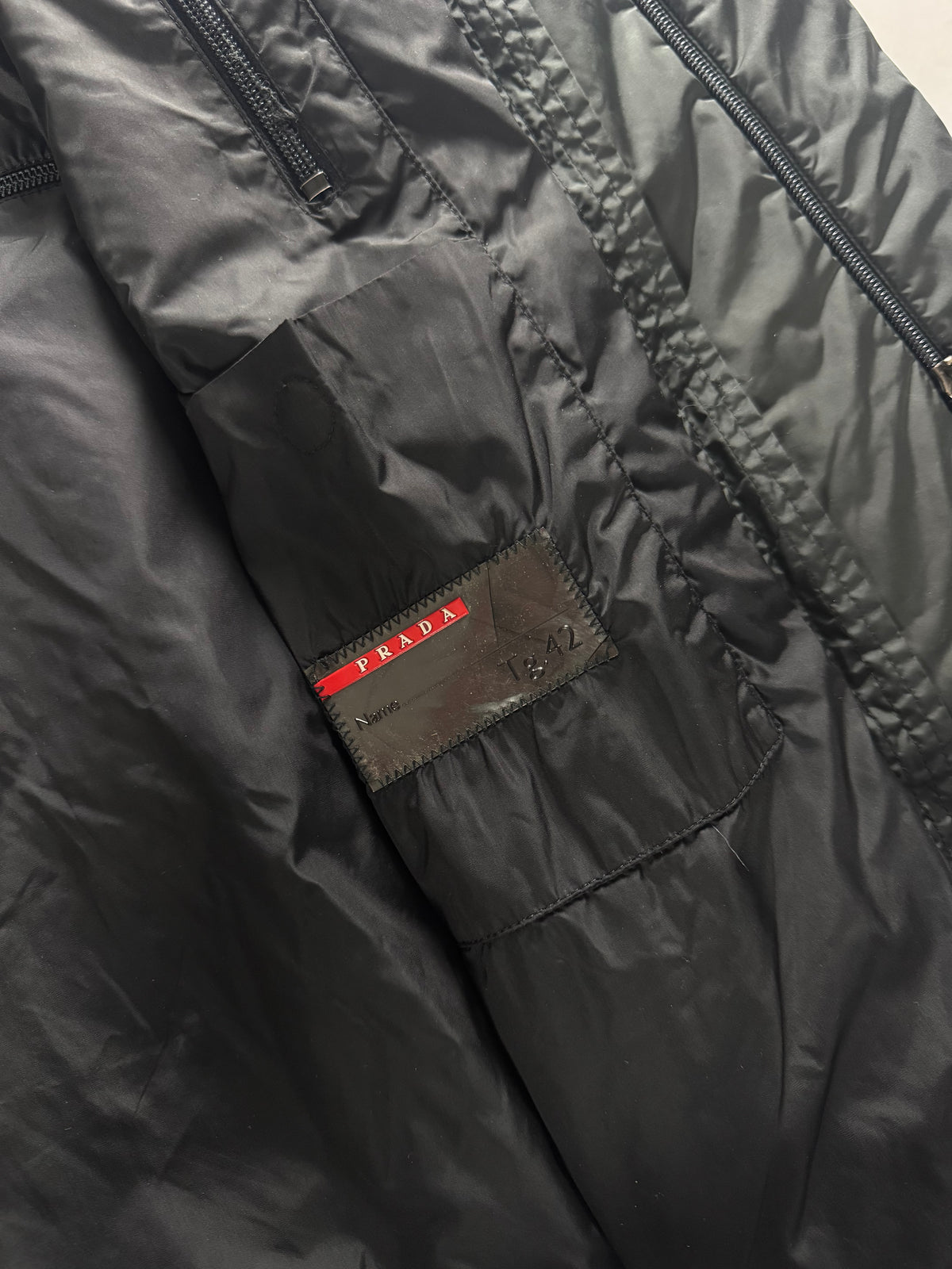 Prada Linea Rossa Long Dark Green Asymmetric Zipper Puffer Jacket FW 1999 - S
