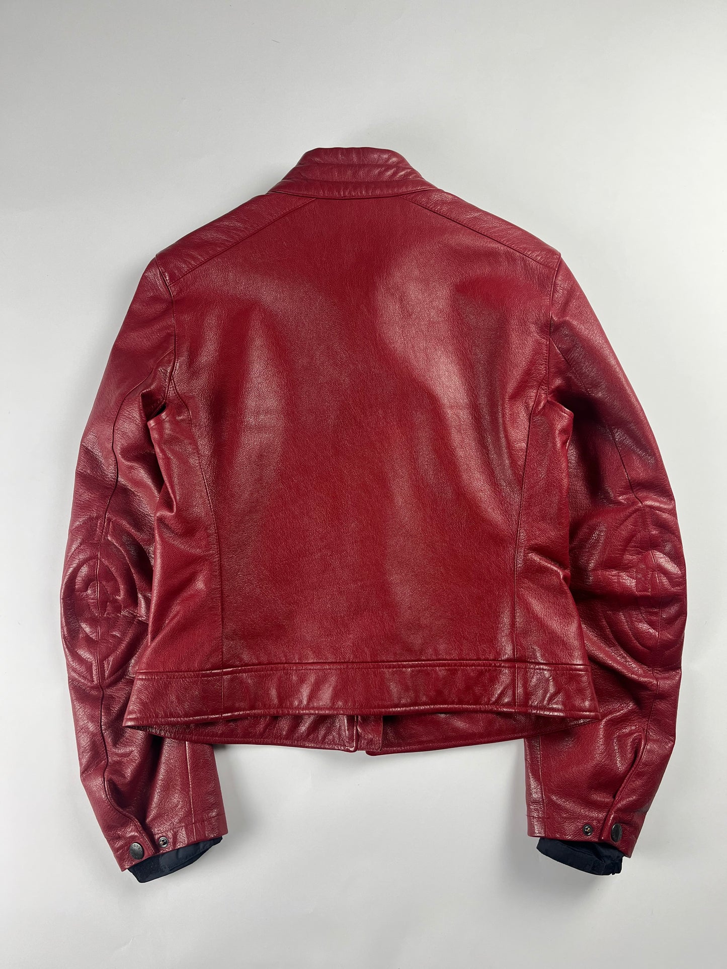 Prada Padded Elbows Red Leather Motor Jacket SS 2000 - S