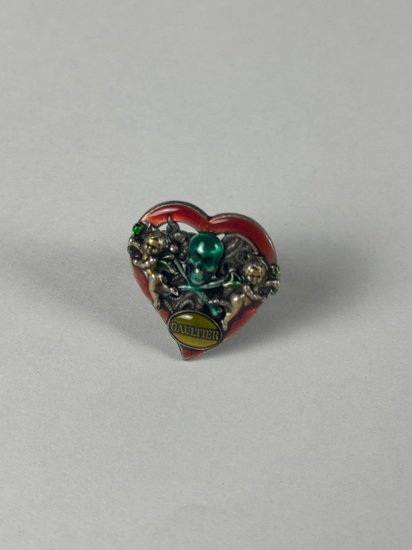 Jean Paul Gaultier Love & Death Adjustable Heart Ring 1990s - OS