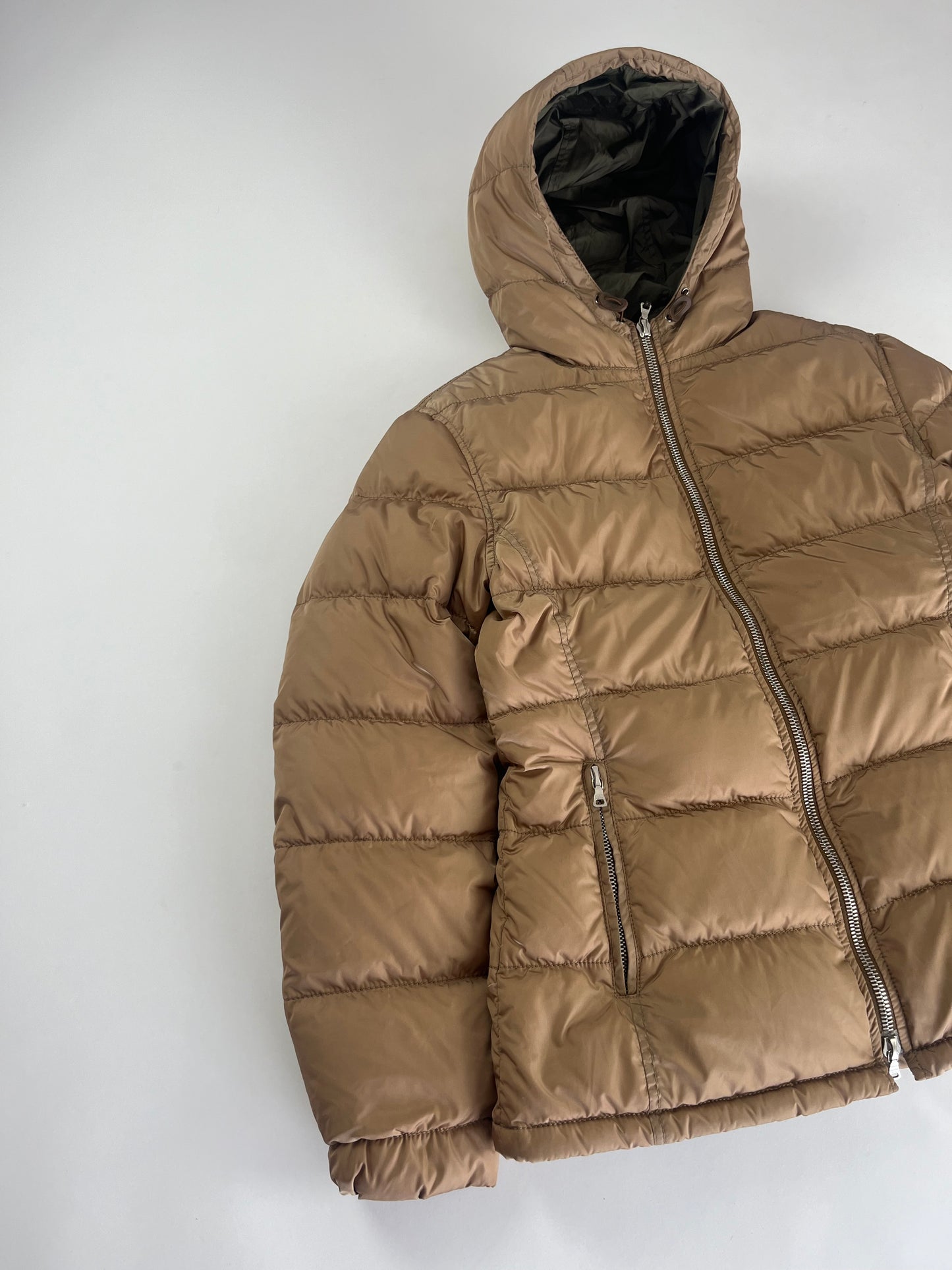 Prada Camel Nylon Puffer Jacket 2000s - S