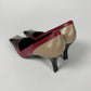 Prada Tricolor Colorblock Leather Kitten Heel Pumps Black Red Taupe Pointed Toe 2000s - 38,5 IT/39 EU