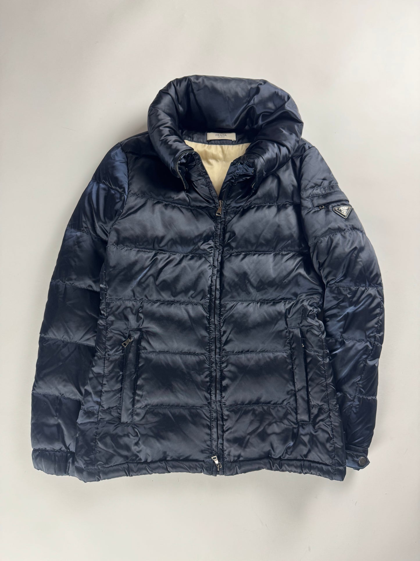 Prada Milano Triangle Logo Navy Puffer Turtleneck Jacket FW 2010 - S