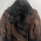 Prada Brown Fur Trimmed Brushed Sheepskin Leather Coat FW 2010 - S