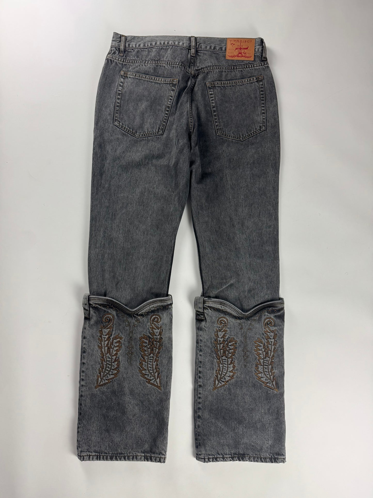 Y/Project Mini Cowboy Cuff Grey Denim Pants SS 2023 - 33 US
