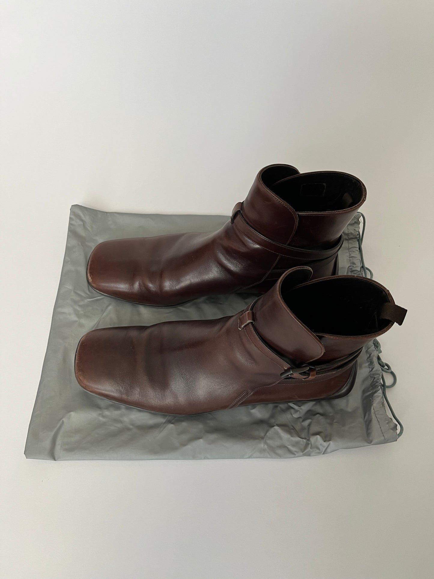 Prada Brown Leather Belted Boots FW 2011 - 44 EU