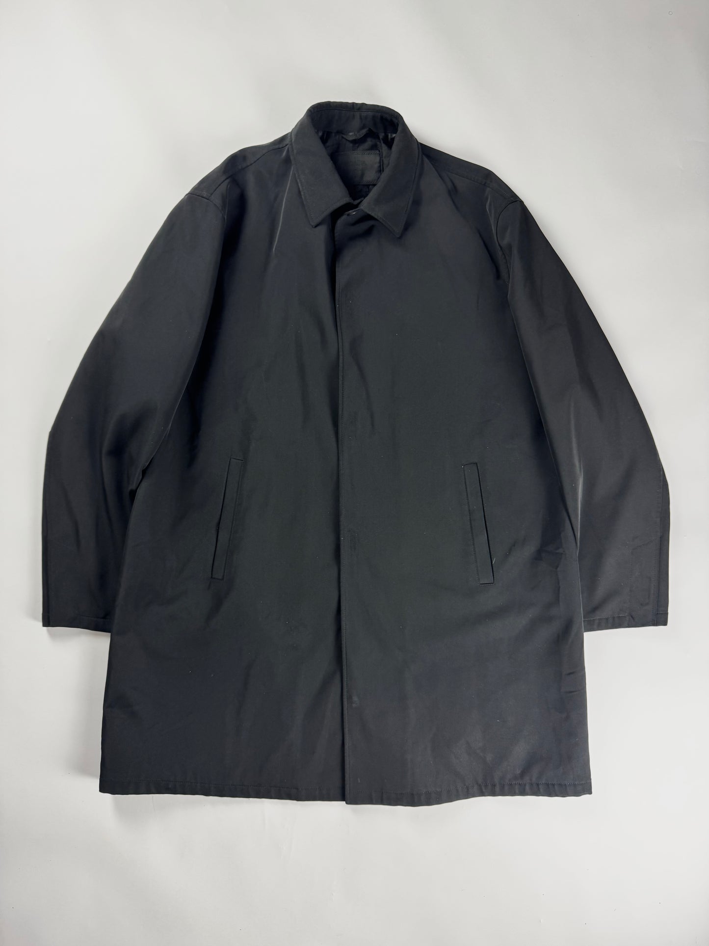 Prada Black Minimalist Strapped Coat FW 1998 - XL