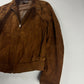 Prada Sample Havana Brushed Suede Canvas Leather Moto Jacket FW 2013 - M