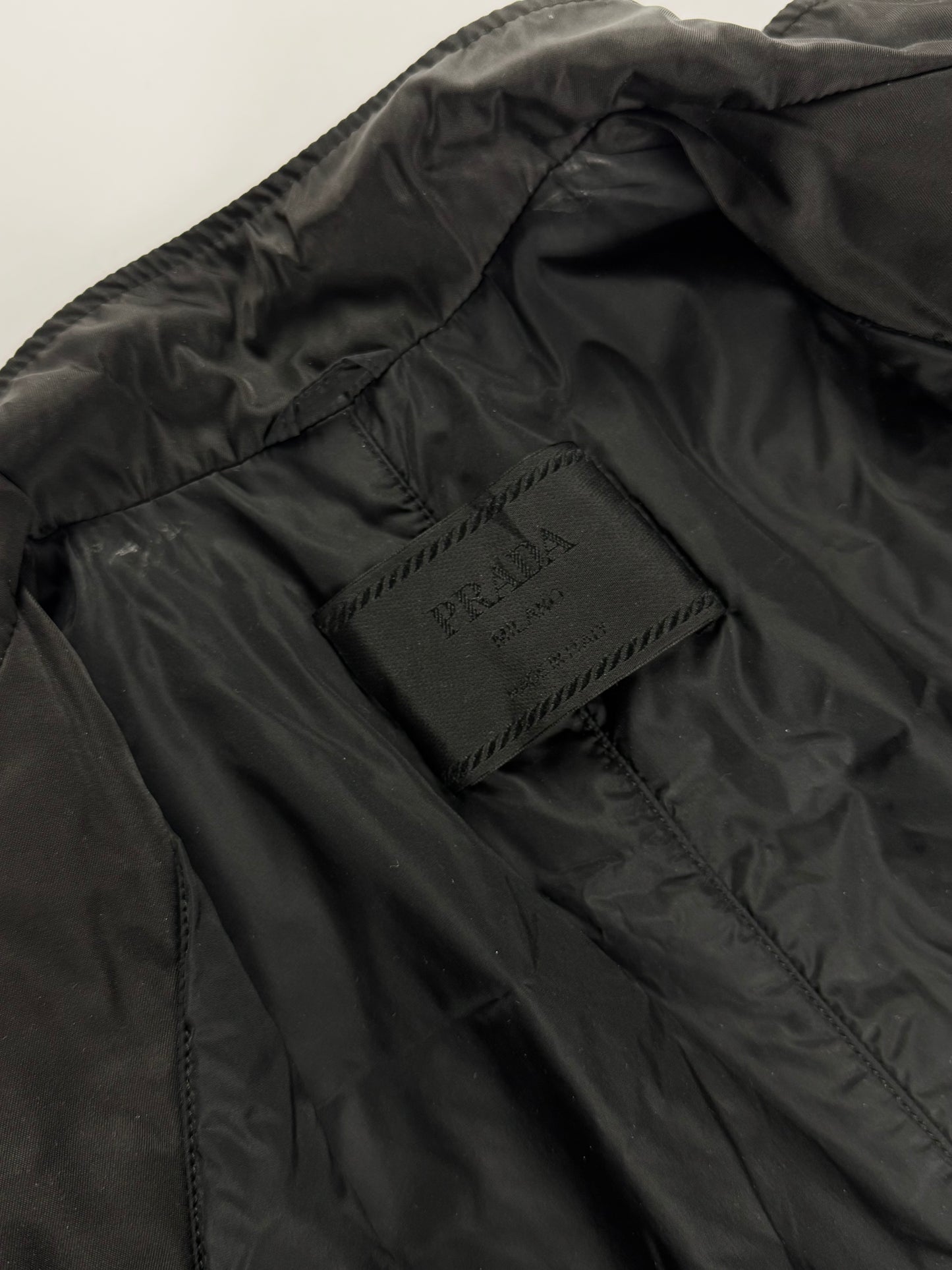 Prada Leather Shoulder Detail Strapped Belted Nylon Hooded Coat FW 1999 - S