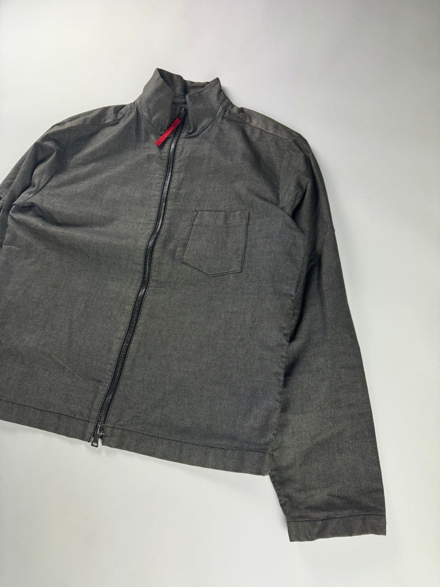 Prada Sample Smoke Double Zip Oversize Cotton Jacket 2000s - L