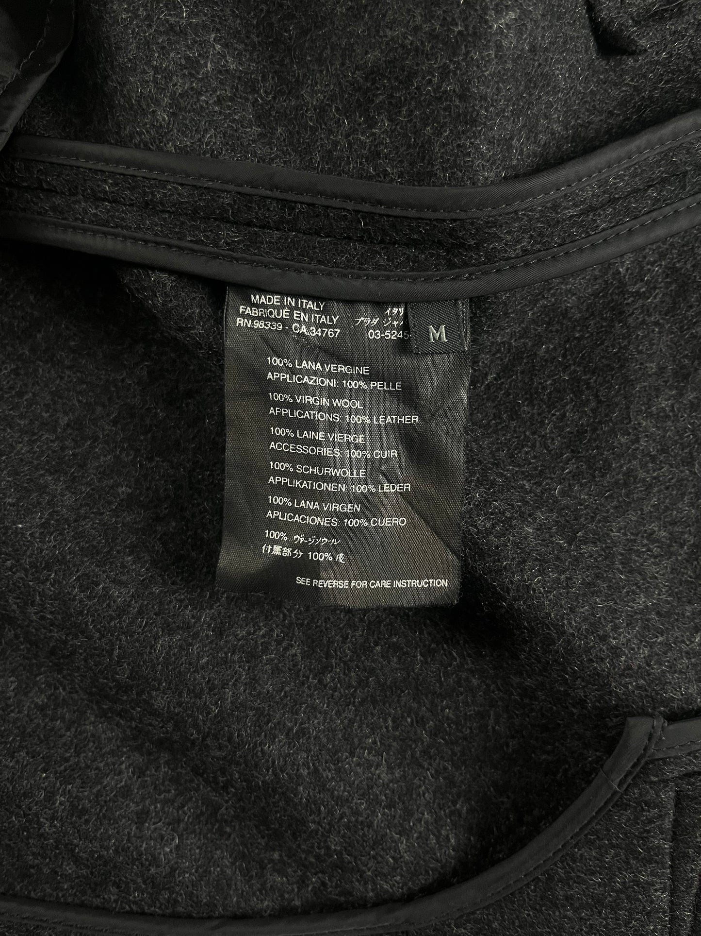 Prada Wool Minimalist Back Neck Leather Detail Blazer FW 1999 - M