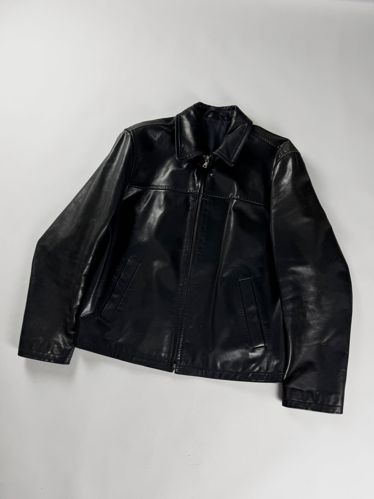 Prada Black Minimalist Perfect Tailored Leather Jacket FW 1996 - M
