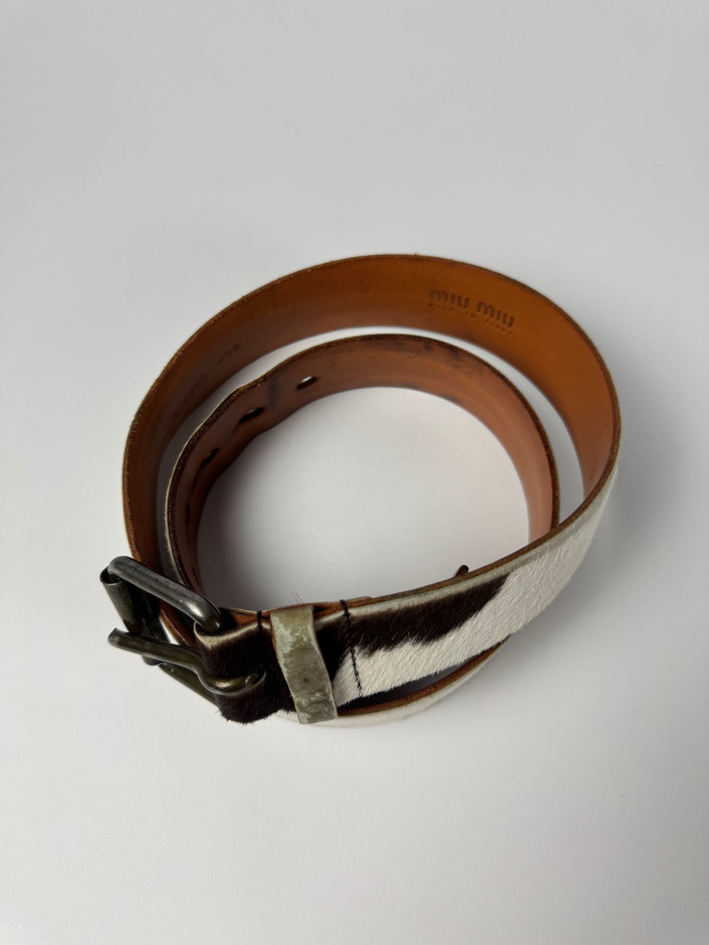 Miu Miu Cow Style Pony Hair Belt 2000s - 85 CM