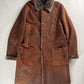 Prada Vulcan Brown Premium Inside Sheep Fur Long Shearling Leather Coat FW 2003 - L