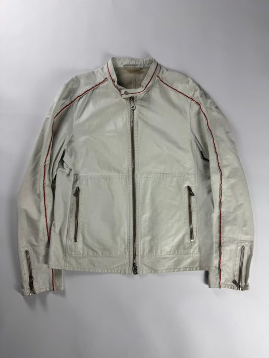 Prada Motolight White Light Leather Moto Jacket 2000s - L