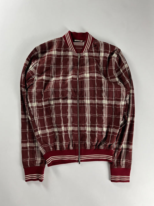 Hermès Bordeaux Plaid Check Bomber Jacket SS 2018 - S