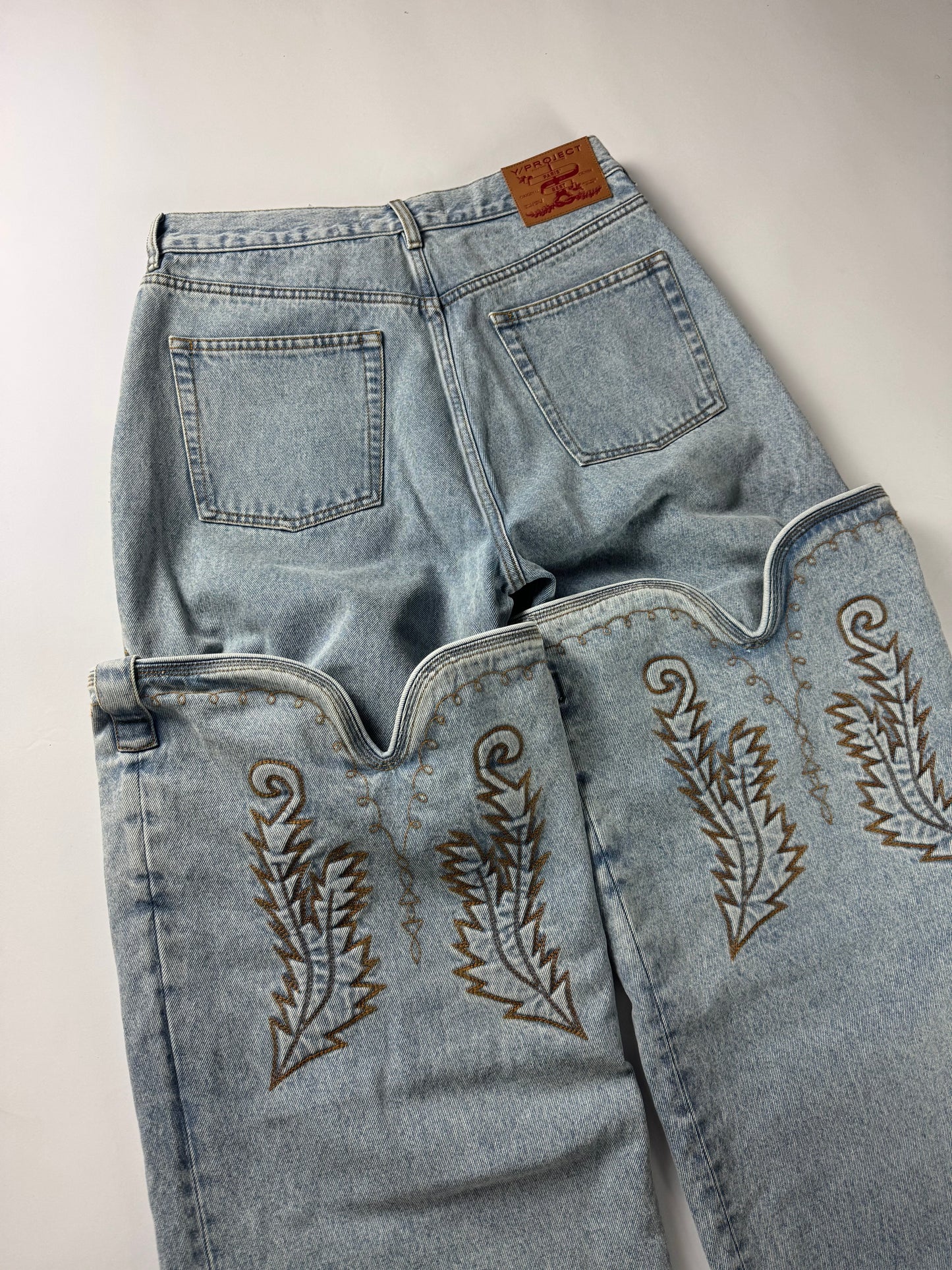 Y/Project Maxi Cowboy Cuff Blue Denim Pants SS 2023 - 32 US