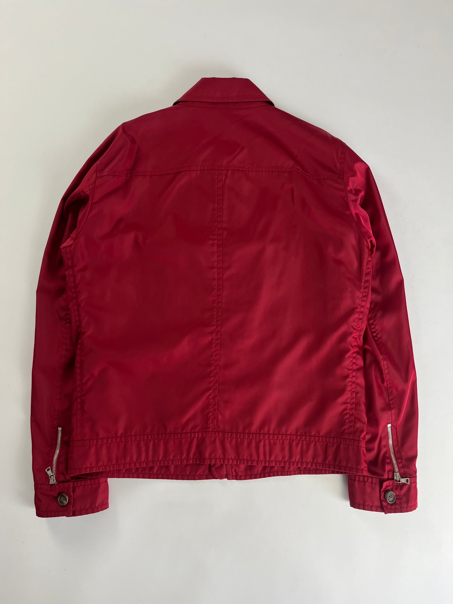 Prada Red Nylon Inside Monogram Work Trucker Jacket - L