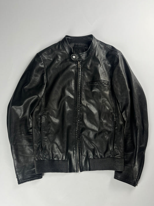 Prada Black Sample Leather Jacket SS 2014 - M