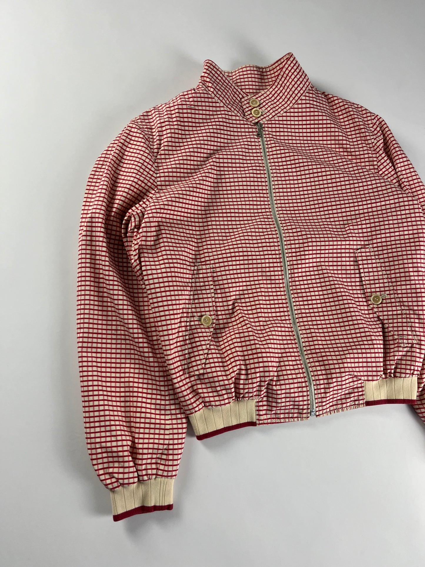 Prada Mainline Soft Plaid Checkered Bomber Jacket SS 2008 - M