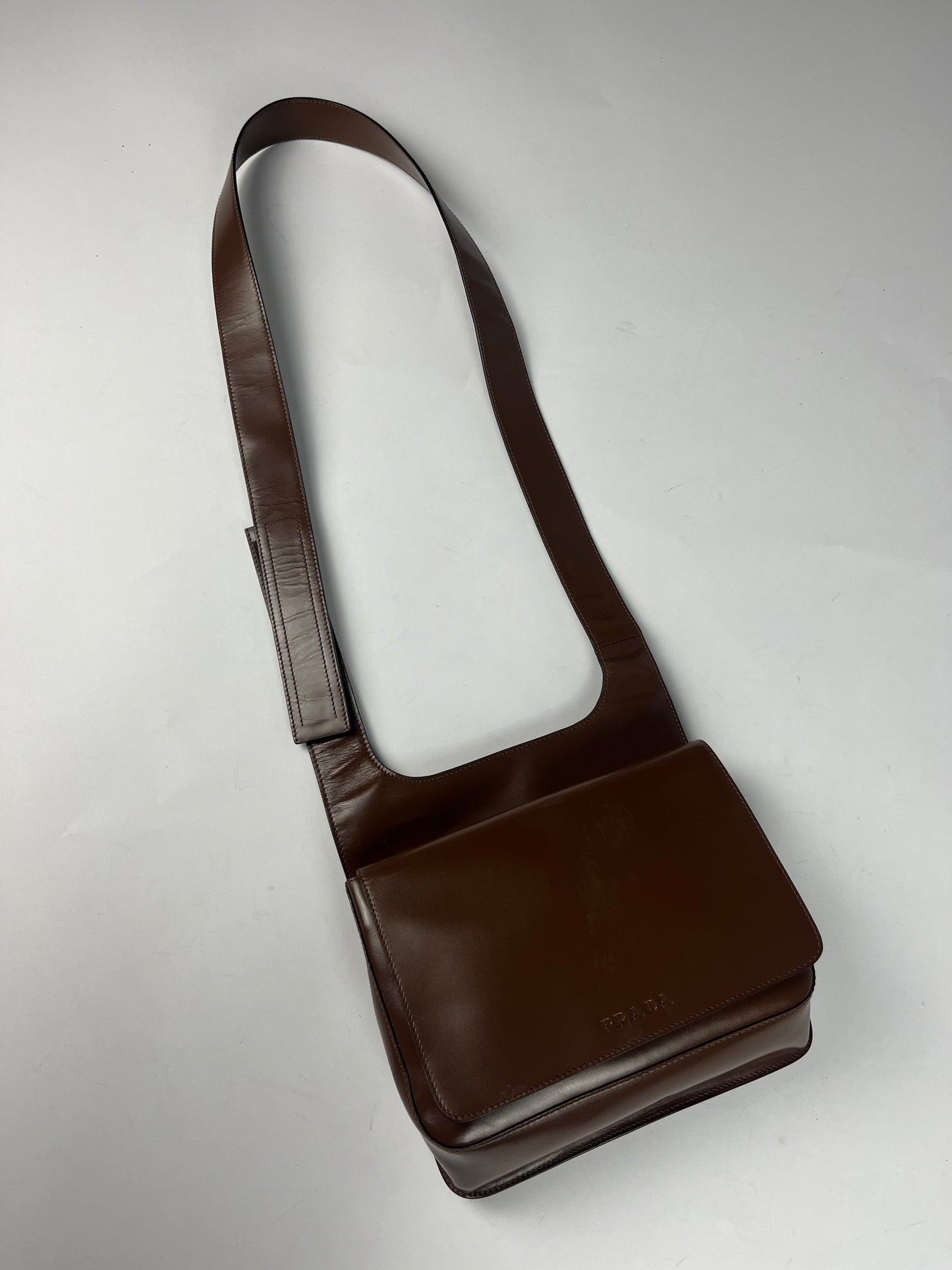 Prada Brown Leather Crossbody Bag SS 1999 - OS