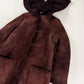 Miu Miu Wine Red Half Open Sherpa Hood Shearling Coat 2000s - XS