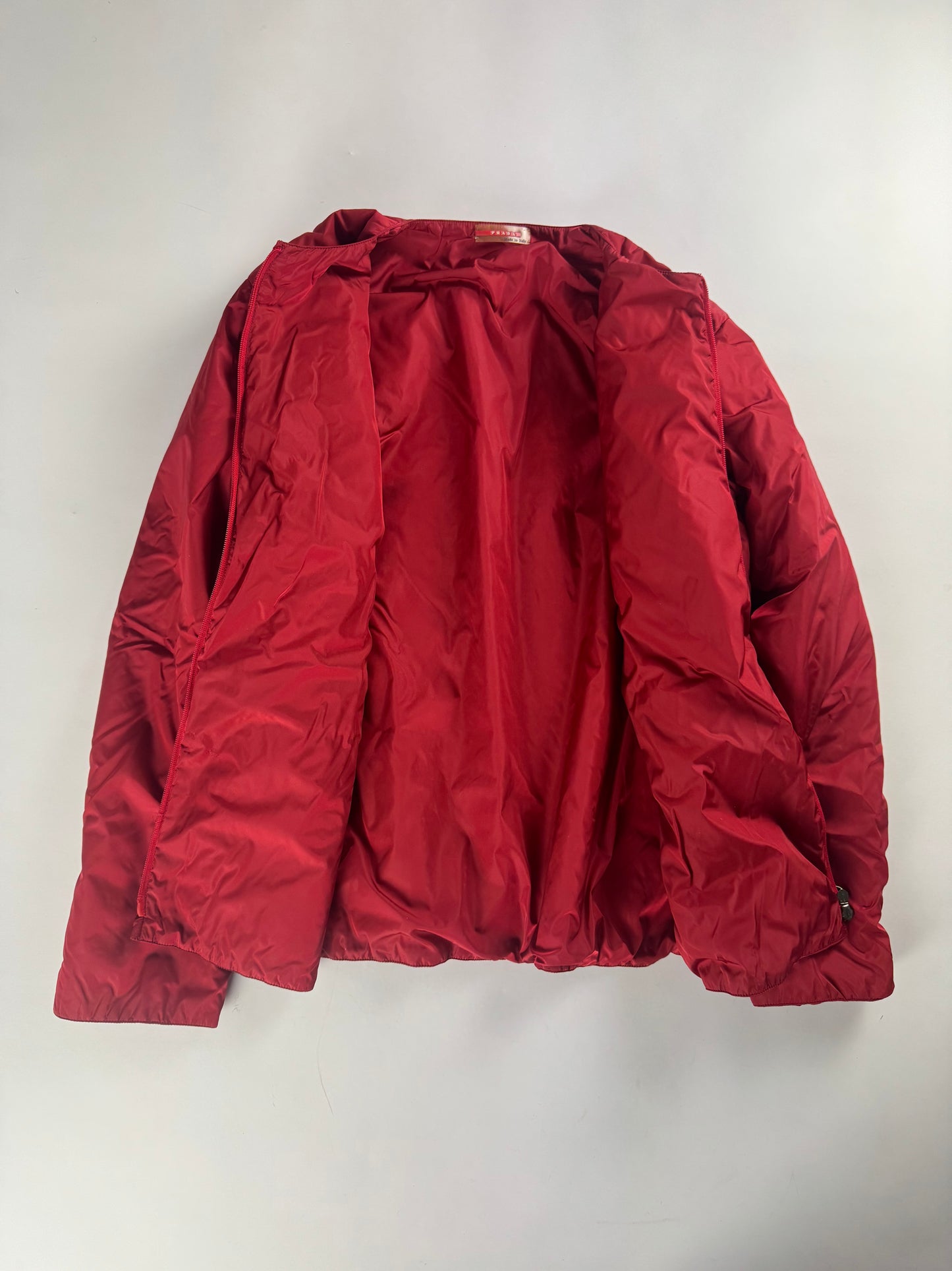 Prada Linea Rossa Red Nylon Collarless Jacket SS 2000 - L