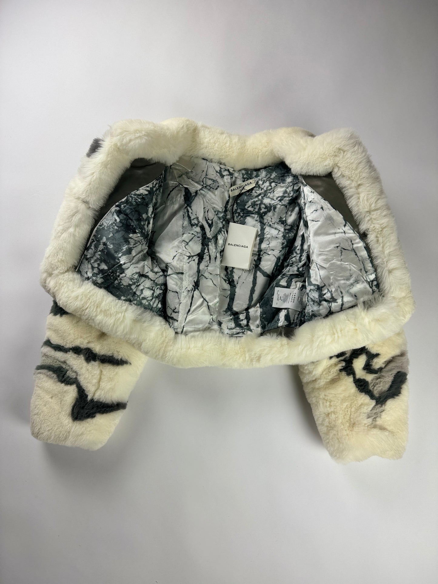 Balenciaga Alexander Wang Marble Effect Fox Fur Crop Jacket FW 2013 - XS